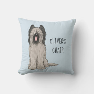 Cute Briard with Custom Text Throw Pillow