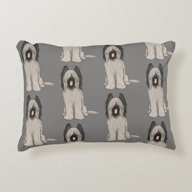 Cute Briards Pattern Accent Pillow (Front)