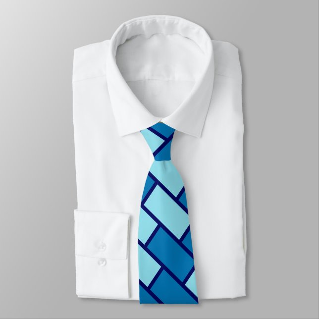 Cute Brick Stripe Blue  Tie (Tied)
