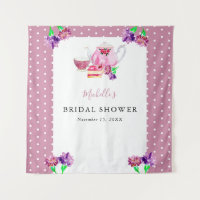 Cute Bridal Shower Tea Party Pink Background