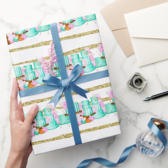 Cute Bridal Shower Wedding cakes tiled Wrapping Paper (Gifting)