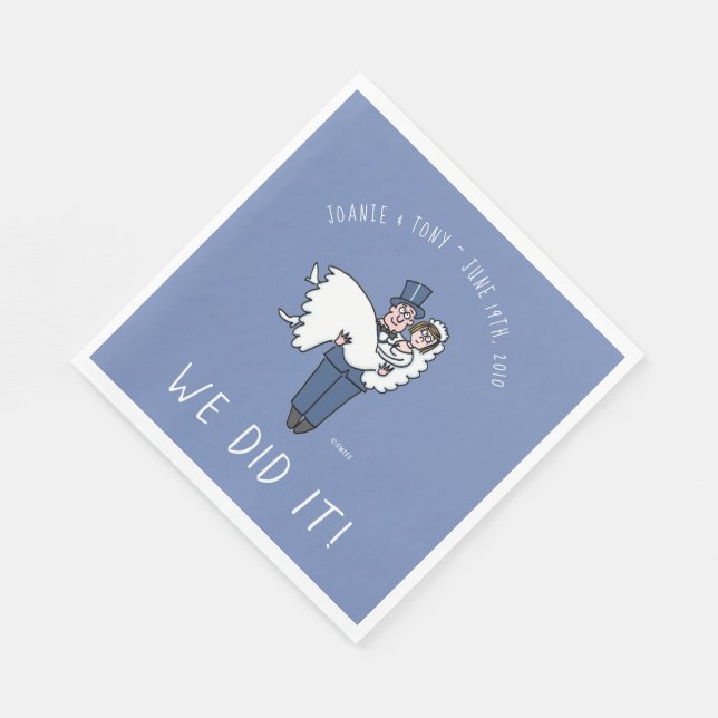 Cute Bride and Groom Cartoon Wedding Napkins (Corner)