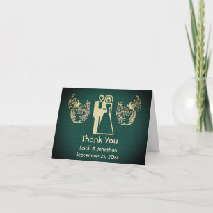 Cute Bride And Groom Doves Personalized Wedding  Thank You Card