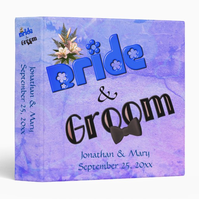 Cute Bride And Groom Personalized Wedding Binder (Front/Spine)