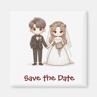 Cute Bride and Groom Save the Date Magnet