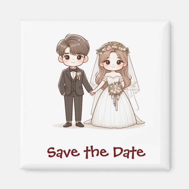 Cute Bride and Groom Save the Date Magnet (Front)