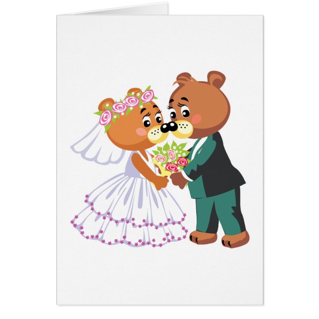 cute bride and groom teddy bears design wedding (Front)
