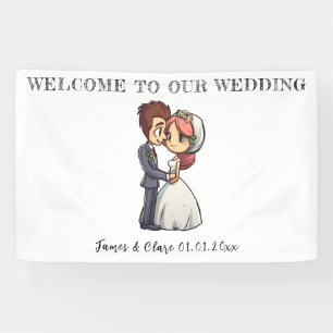 Cute Bride And Groom Wedding Banner