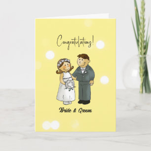 Cute Bride and Groom Wedding Congratulations Card