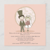Cute Bride and Groom Wedding Invitation