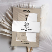 Cute Bride and Groom Wedding Invitation