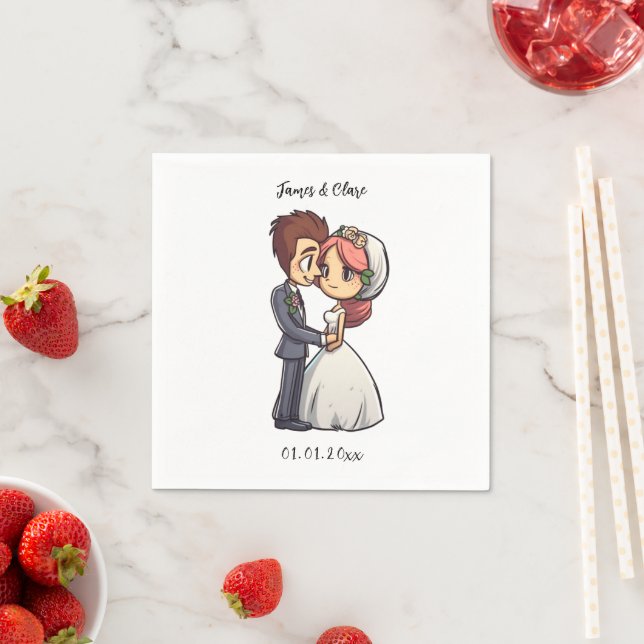  Cute Bride And Groom Wedding Napkin (Insitu)