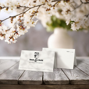 Cute Bride and Groom Wedding Place Card