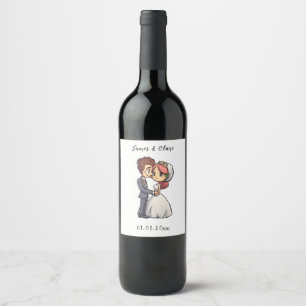  Cute Bride And Groom Wedding Wine Label