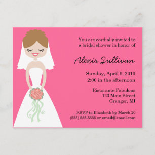 Cute Bride Bridal Shower Invitations
