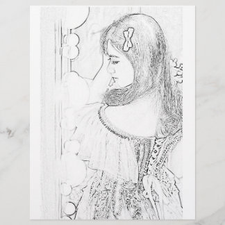 Cute Bride Girl colouring page 