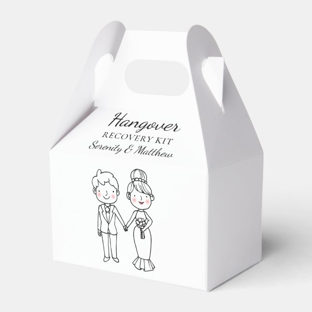Cute Bride Groom Hangover Kit Personalized Wedding Favor Box (Front Side)