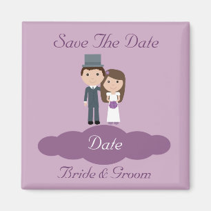 Cute Bride & Groom Save the date magnet
