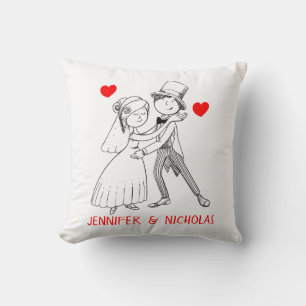 Cute Bride Groom Wedding Bridal Shower Engagement Throw Pillow
