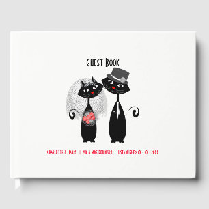Cute Bride   Groom Wedding Cats Personalized Guest Book