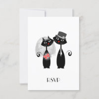 Cute Bride | Groom Wedding Cats Personalized RSVP