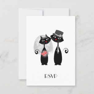 Cute Bride   Groom Wedding Cats Personalized RSVP Card