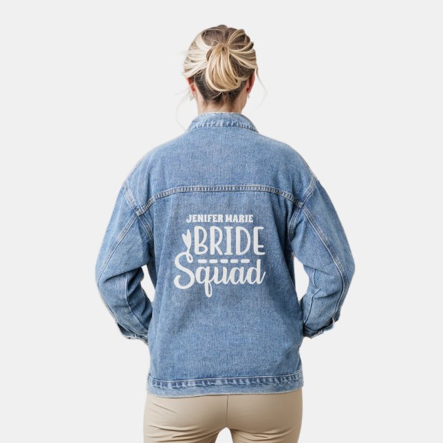 Cute Bride squad add  name Denim Jacket (Model)