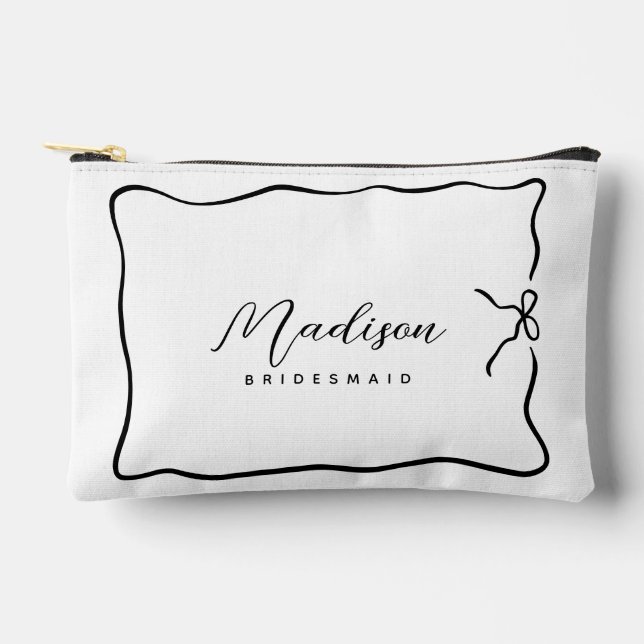 Cute Bridesmaid Coquette Style Script Ribbon  Accessory Pouch (Front)