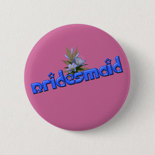 Cute Bridesmaid Flower Bouquet  2 Inch Round Button