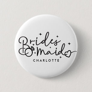 Cute Bridesmaid Script Wedding Party 2 Inch Round Button