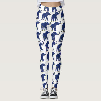 Cute Bright Blue Thai Elephant Leggings Motifs