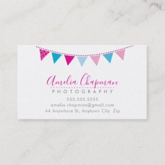 CUTE BRIGHT BUNTING bold party pink aqua blue Business Card