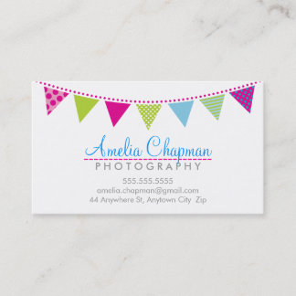 CUTE BRIGHT BUNTING bold party pink lime blue Business Card