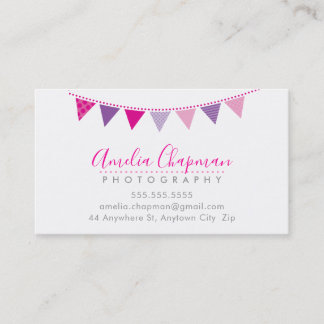 CUTE BRIGHT BUNTING bold party pretty pink purple Business Card