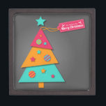 Cute bright Christmas tree modern art craft Gift Box<br><div class="desc">A colourful and bright design of a modern Christmas tree in pink orange and blue in a modern art design. This cute symbol of Christmas has a Christmas greeting and is sure to bring a smile to your face this festive season.</div>