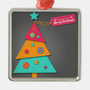 Cute bright Christmas tree modern art craft Metal Ornament