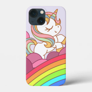Cute Bright Colourful Unicorn and Rainbow Art iPhone 13 Mini Case