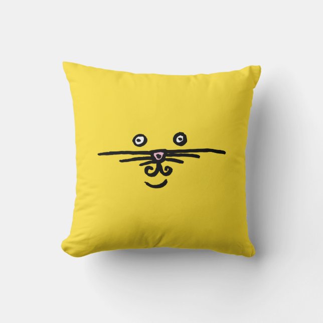 Cute Bright Fun Animal Face And Tail Throw Pillow (Front)