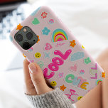 Cute Bright illustration rainbow stickers pattern Case-Mate iPhone 14 Pro Case<br><div class="desc">Cute Bright Y2k illustration style stickers pattern with cool modern rainbows,  clouds,  bright and pastel colours,  flowers,  peace sign,  Add your name</div>