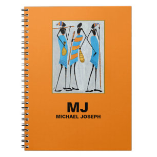 Cute, Bright Orange, Maasai Warriors Notebook