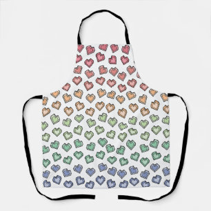Cute Bright Pastel Rainbow Gemstone Heart pattern Apron
