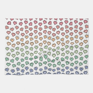 Cute Bright Pastel Rainbow Gemstone Heart pattern Kitchen Towel