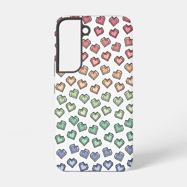 Cute Bright Pastel Rainbow Gemstone Heart pattern Samsung Galaxy S22 Case (Back)
