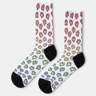 Cute Bright Pastel Rainbow Gemstone Heart pattern Socks