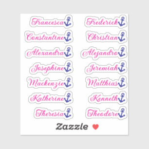 Cute Bright Pink Anchor 14 Custom Guest List Names