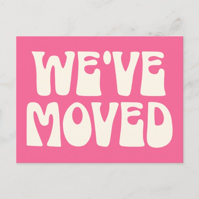 Cute Bright Pink Minimalist Moved New Address Postcard (Front)
