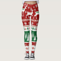 Cute Bright Red Green Christmas Sweater Pattern