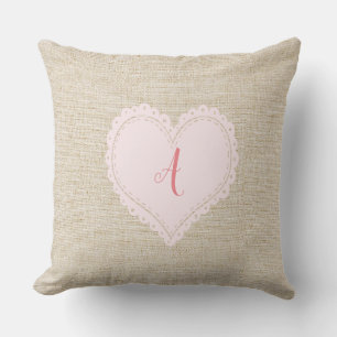 Cute Bright Sweet Heart Add Monogram Pillow