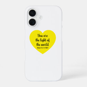 Cute Bright Yellow Heart Light of the World White iPhone 16 Case