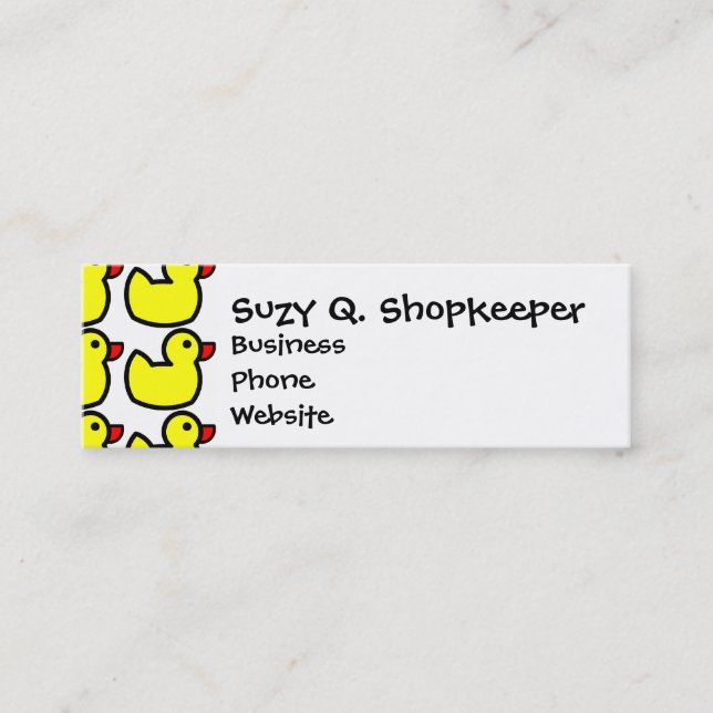 Cute Bright Yellow Rubber Ducky Pattern Mini Business Card (Front)
